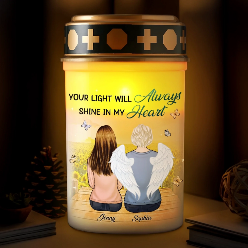 Custom Name Memorial Angel Gifts - Personalized Cemetery Solar Light