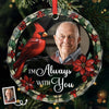 Custom Photo Circle Glass Ornament - Personalized Christmas Memorial Sympathy Gifts For Loss Of Mom, Dad - Never Apart, Always Close
