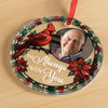 Custom Photo Circle Glass Ornament - Personalized Christmas Memorial Sympathy Gifts For Loss Of Mom, Dad - Never Apart, Always Close