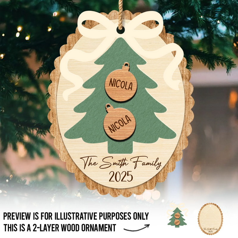 Custom Double Layer Wooden Ornament - Personalized Christmas Birthday Gifts For Mom, Dad, Kids - Family Makes It Home