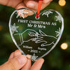 Custom Heart Glass Ornament - Personalized Anniversary Christmas Wedding Gifts For Husband And Wife, Him And Her - Two Pieces, One Heart