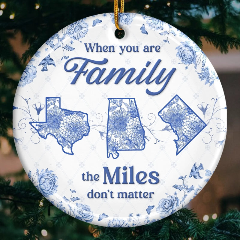 Custom Long Distance Ceramic Ornament - Personalized Christmas Birthday Gifts For Mom, Dad, Kids - No Map Can Measure Love