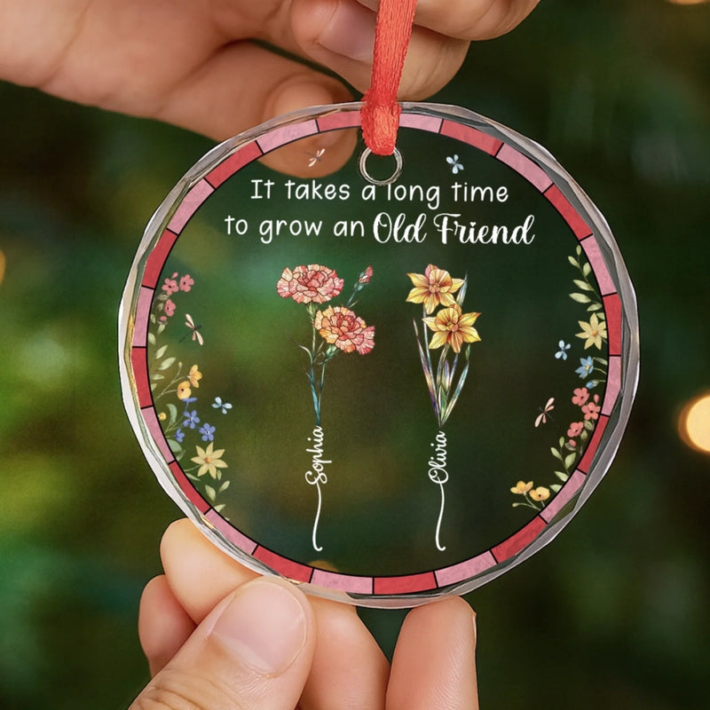 Custom Name Friendship Gifts for Old Friends - Personalized Glass Ornament