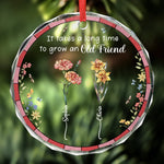Custom Name Friendship Gifts for Old Friends - Personalized Glass Ornament