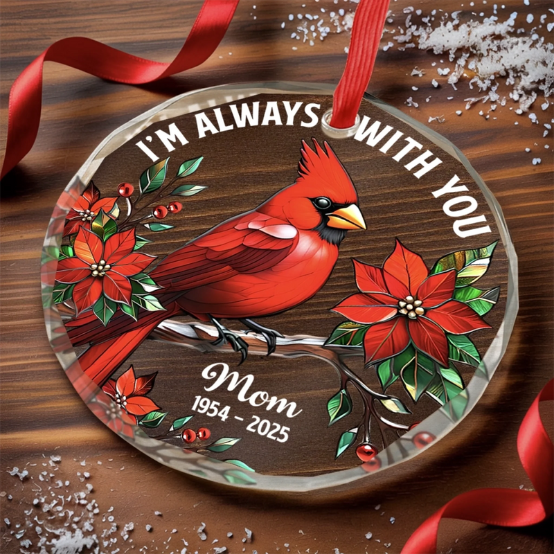 Custom Circle Glass Ornament - Personalized Christmas Memorial Sympathy Gifts For Loss Of Mom, Dad - In Spirit, Always Near