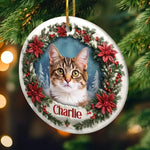 Custom Pet Photo Christmas Gifts for Cat Lovers - Personalized Ceramic Ornament