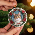 Custom Pet Photo Christmas Gifts for Cat Lovers - Personalized Ceramic Ornament