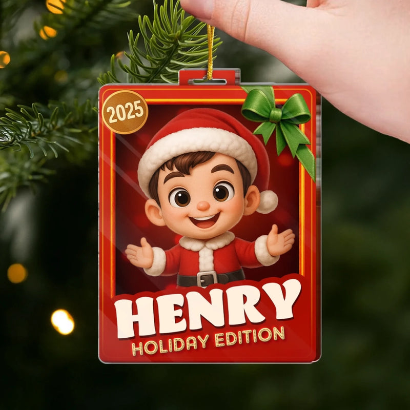 Custom Photo Acrylic Ornament - Personalized  Christmas Birthday Gifts For Mom, Dad, Kids - Santa’s Newest Helper