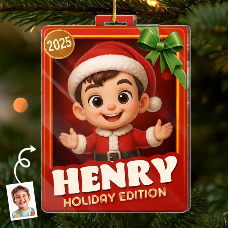 Custom Photo Acrylic Ornament - Personalized  Christmas Birthday Gifts For Mom, Dad, Kids - Santa’s Newest Helper