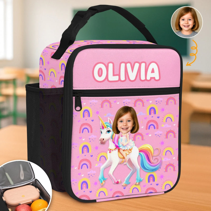 Custom Photo Kids Lunch Bag - Personalized Back To School Gifts For Kids - Ride Into Lunch With Magic
