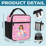 Custom Photo Name Unicorn Gifts for Kids - Personalized Front-Zip Lunch Bag