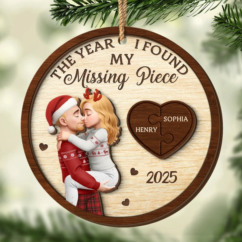 Custom Double Layer Wooden Ornament - Personalized Anniversary Christmas Wedding Gifts For Husband And Wife, Him And Her - Puzzle Of Love, Solved With You