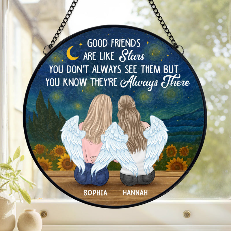 Custom Stained Glass Window Hanging Suncatcher - Personalized Best Friend Birthday Gifts For Women, Besties, Sisters, BFF - Together Is My Favorite Place
