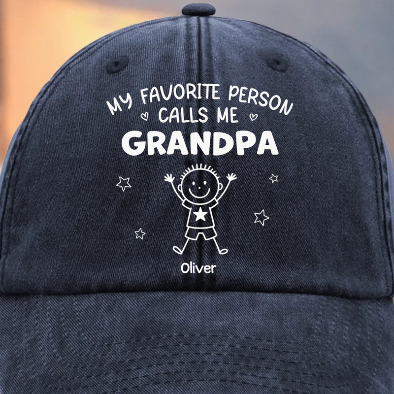 Custom Name Grandpa Gifts for Grandfathers - Personalized Washed Baseball Cap