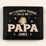 Custom Name Papa Family Gifts - Personalized Printed Bifold Wallet