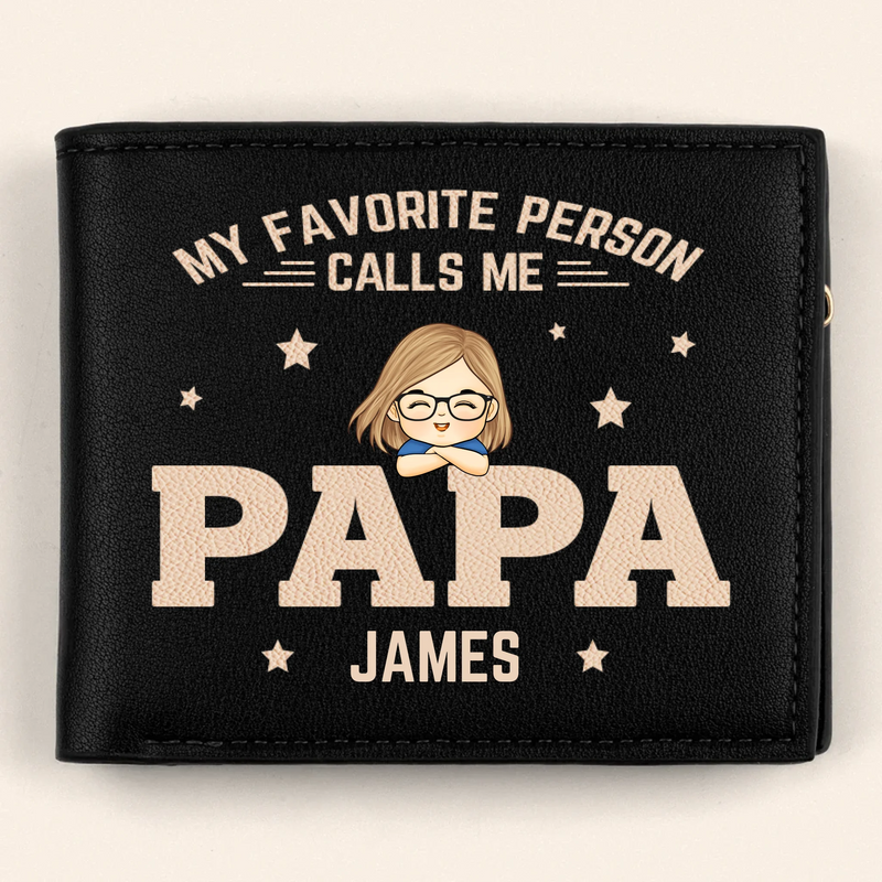 Custom Name Papa Family Gifts - Personalized Printed Bifold Wallet