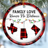 Custom Long Distance Ceramic Ornament - Personalized Christmas Birthday Gifts For Mom, Dad, Kids - Family Love Travels Any Distance