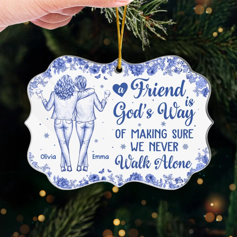 Custom Acrylic Ornament - Personalized Christmas Best Friend Birthday Gifts For Women, Besties, Sisters, BFF - Growing Old Side By Side
