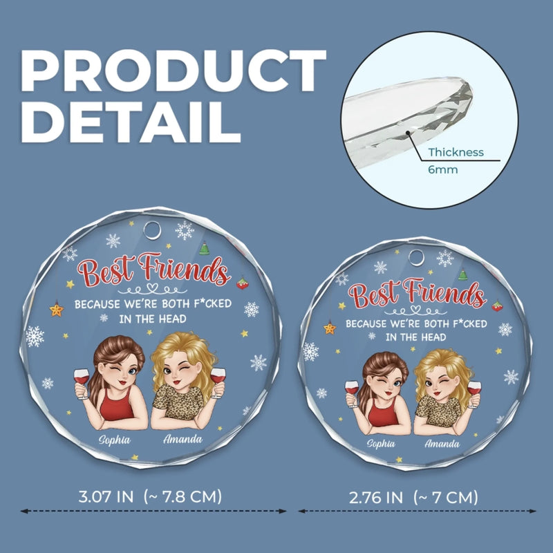Custom Circle Glass Ornament - Personalized Best Friend Birthday Gifts For Women, Besties, Sisters, BFF - Forever Better Together