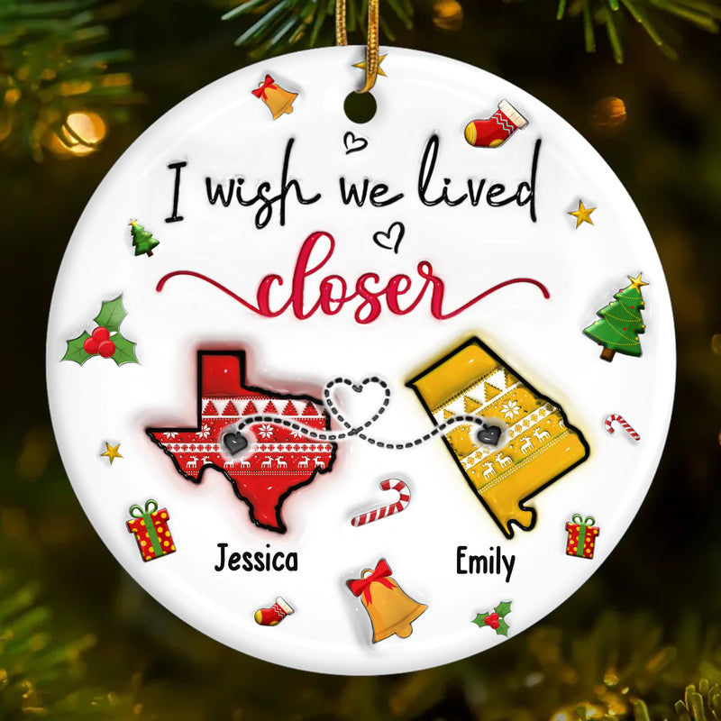 Custom Long Distance Ceramic Ornament - Personalized Best Friend Christmas Birthday Gifts For Women, Besties, Sisters, BFF - Miles Can’t Break Us