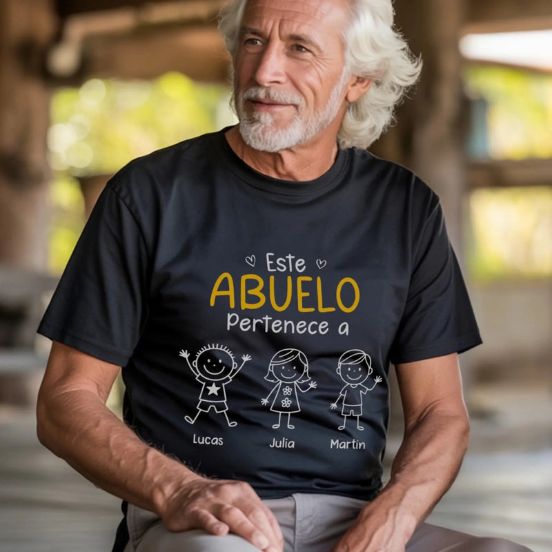 Camiseta Unisex Personalizada, Camiseta Premium, Sudadera con Capucha - Regalos Personalizados de Cumpleaños para Papá, Abuelo - Este Abuelo Pertenece A