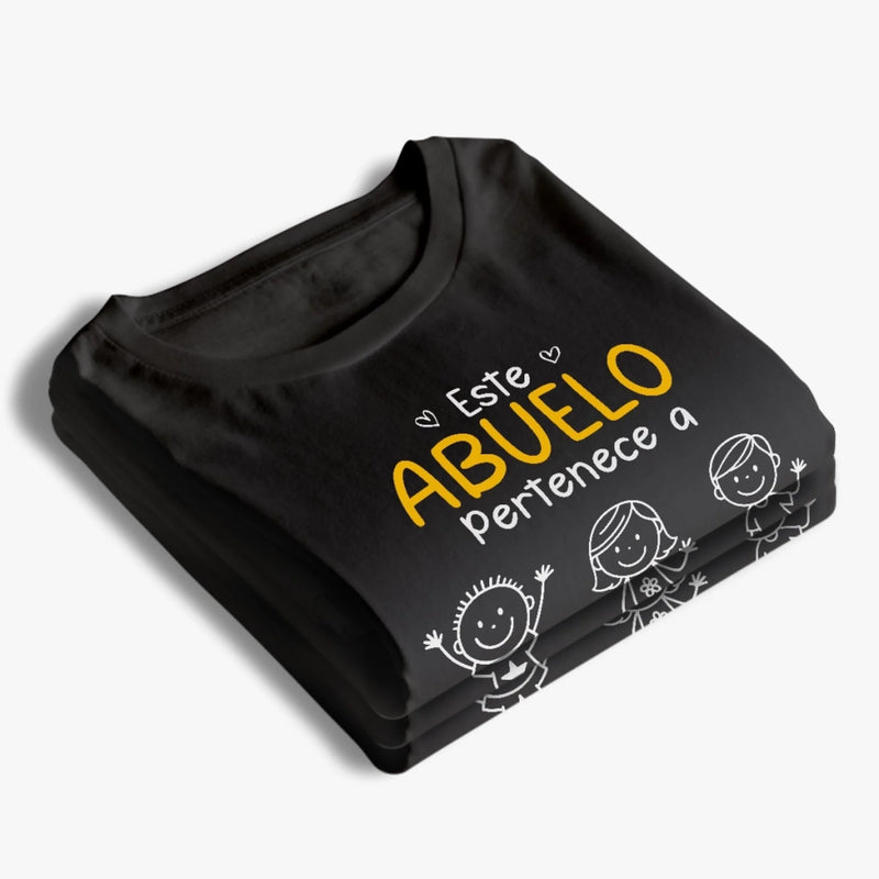 Camiseta Unisex Personalizada, Camiseta Premium, Sudadera con Capucha - Regalos Personalizados de Cumpleaños para Papá, Abuelo - Este Abuelo Pertenece A