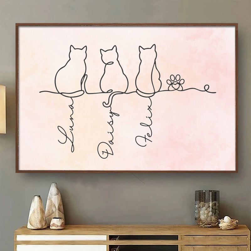 Custom Name Cat Trio Gifts for Cat Lovers - Personalized Poster