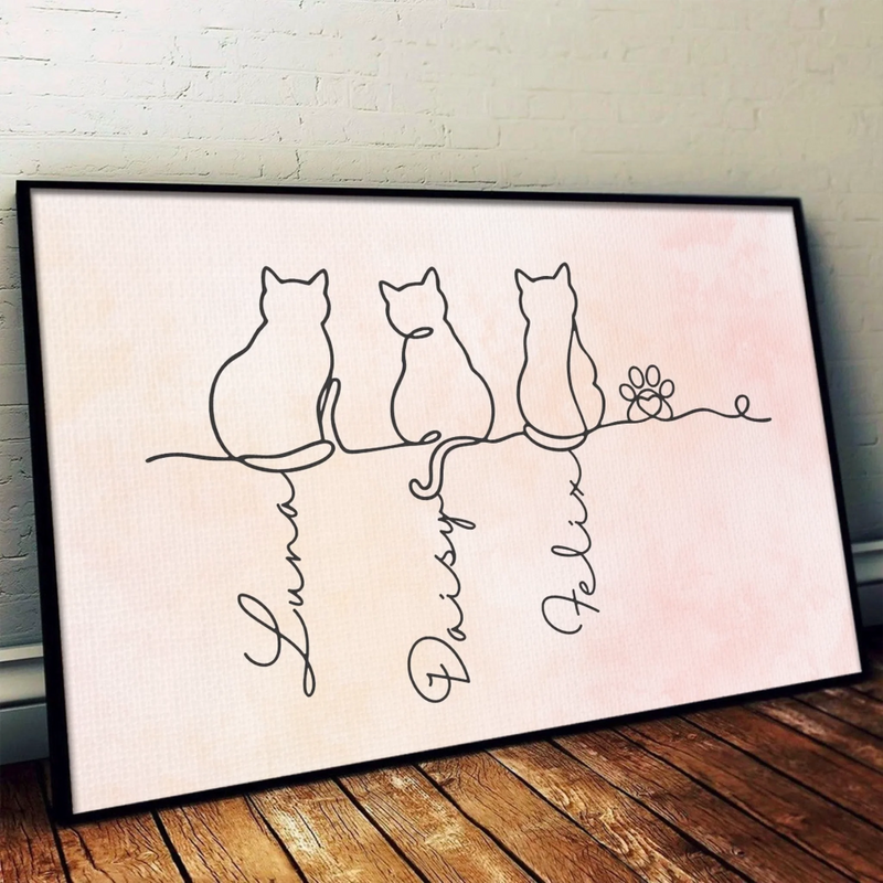 Custom Name Cat Trio Gifts for Cat Lovers - Personalized Poster
