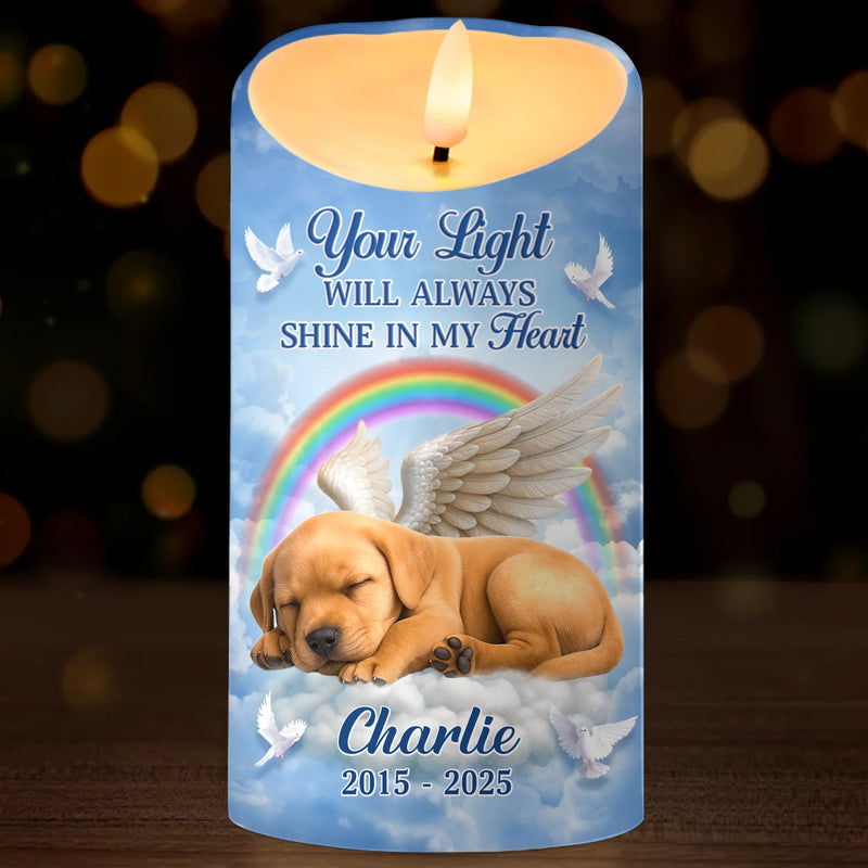 Custom Photo LED Candle - Personalized Pet Memorial Sympathy Gifts For Dogs, Cats - Your Light Will Always Shine In My Heart
