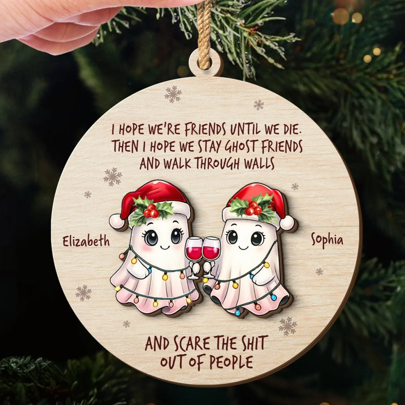 Custom Double Layer Wooden Ornament - Personalized Best Friend Christmas Birthday Gifts For Women, Besties, Sisters, BFF - Partners In Creep