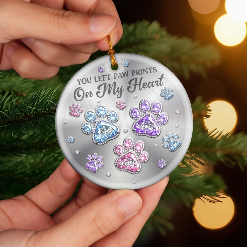 Custom Ceramic Ornament - Personalized Pet Christmas Memorial Sympathy Gifts For Dogs, Cats - Paws Of Love