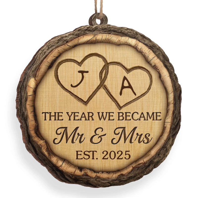 Custom Wood Ornament - Personalized Anniversary Christmas Wedding Gifts For Husband And Wife, Him And Her - Mr And Mrs Forevermore