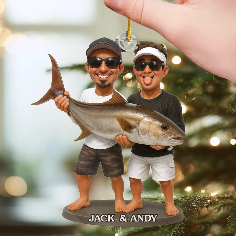 Custom Photo Fishing Couple Gifts - Personalized Ornament