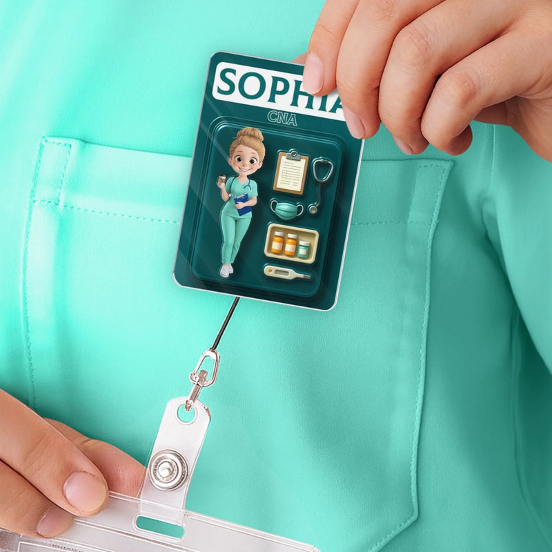 Custom Name CNA Gifts for Caregivers - Personalized Acrylic Badge Reel