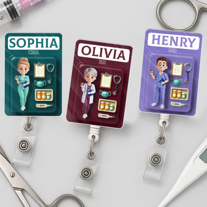 Custom Name CNA Gifts for Caregivers - Personalized Acrylic Badge Reel