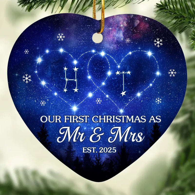 Custom Ceramic Ornament - Personalized Anniversary Christmas Wedding Gifts For Husband And Wife, Him And Her - Constellations Of Love, Forever Ours