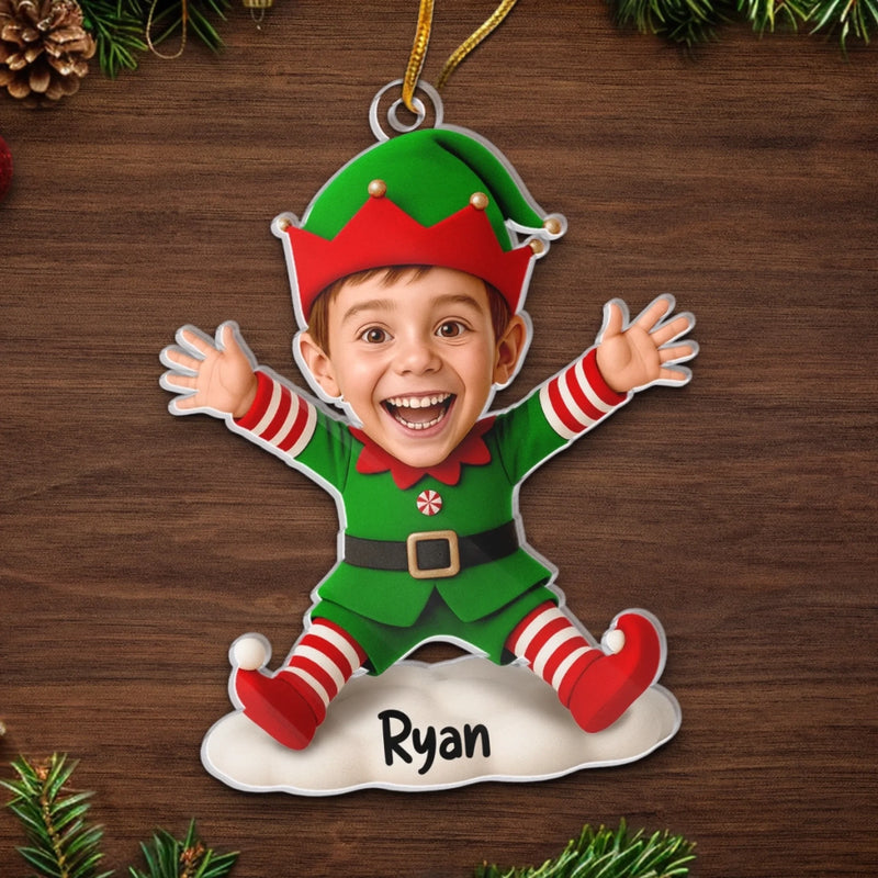 Custom Photo Acrylic Ornament - Personalized Christmas Birthday Gifts For Kids - Jolly And Surprised