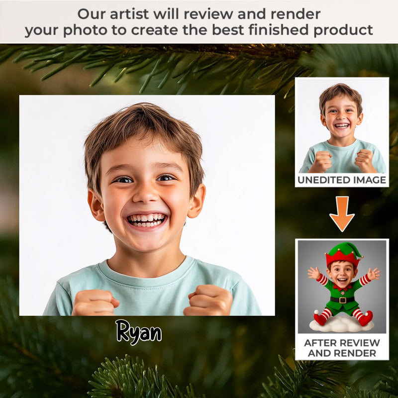 Custom Photo Acrylic Ornament - Personalized Christmas Birthday Gifts For Kids - Jolly And Surprised
