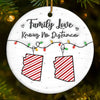 Custom Long Distance Ceramic Ornament - Personalized Christmas Birthday Gifts For Mom, Dad, Kids - Hearts Connected, No Matter The Distance