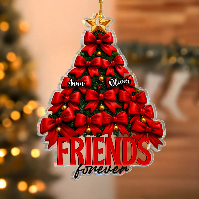 Custom Hologram Acrylic Ornament - Personalized Christmas Best Friend Birthday Gifts For Women, Besties, Sisters, BFF - Our Bond Grows Like Christmas Lights