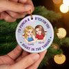 Custom Ceramic Ornament - Personalized Best Friend Christmas Birthday Gifts For Women, Besties, Sisters, BFF - Wine First, Drama Later