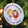 Custom Ceramic Ornament - Personalized Best Friend Christmas Birthday Gifts For Women, Besties, Sisters, BFF - Wine First, Drama Later