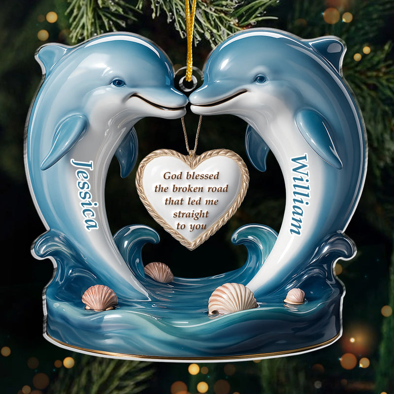 Custom Acrylic Ornament - Personalized Anniversary Wedding Gifts For Husband And Wife, Him And Her - Love Led Me Straight To You