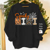 Custom Unisex Sweatshirt, Hoodie With Design On Sleeve - Personalized Halloween Birthday Gifts For Mom, Grandma - Family Together Under Pumpkin Glow