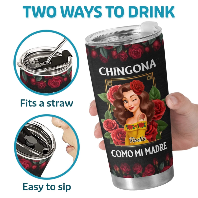 Custom Tumbler - Personalized Hispanic Month Birthday Gifts For Hispanics And Latinos, Women - Strong Like Mi Madre