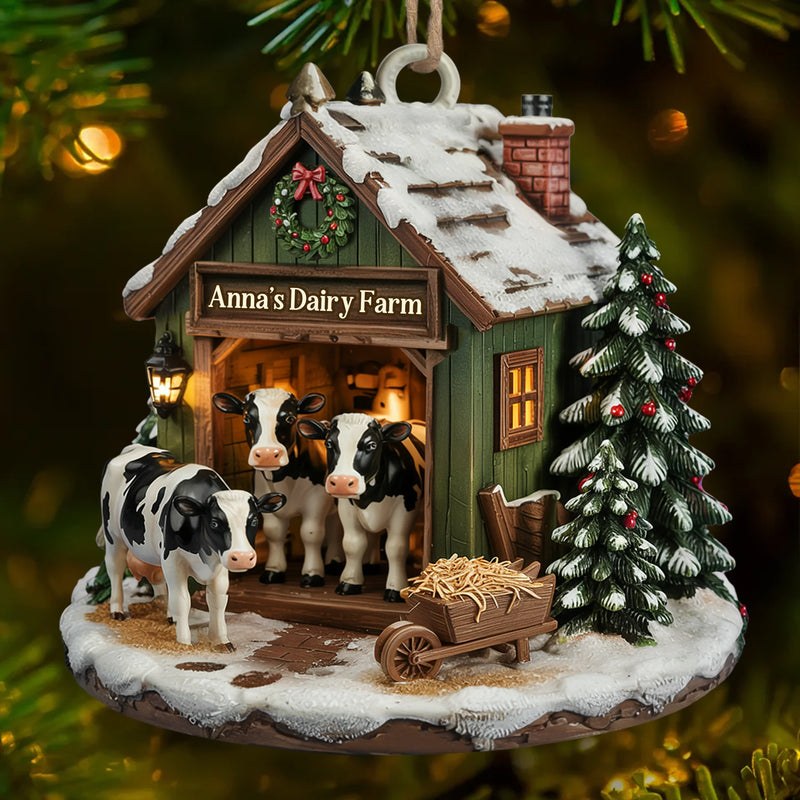 Custom Wood Ornament - Personalized Christmas Birthday Gifts For Women, Men - Moo Love, Moo Christmas