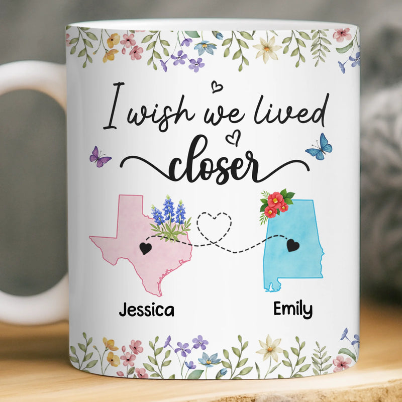 Custom Long Distance Mug - Personalized Best Friend Christmas Birthday Gifts For Women, Besties, Sisters, BFF - Side By Side Always Stronger