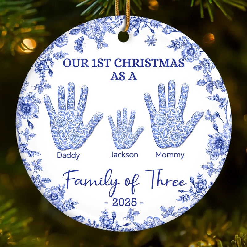 Custom Family Handprint Christmas Gifts - Personalized Ceramic Ornament