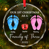 Custom Circle Glass Ornament - Personalized Christmas Birthday Gifts For Mom, Dad, Kids - Our First Christmas