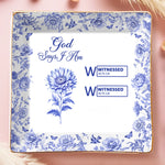 Custom Name Christian Floral Scripture Gift - Personalized Full-print Jewelry Dish
